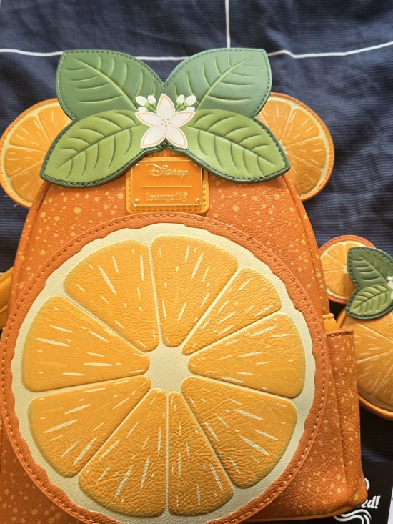 Loungefly Handbags - Loungefly Orange Citrus Mini Backpack with Green Leaf Accents